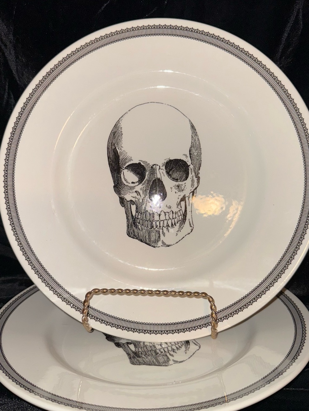 2 skull plates (NEW) dinner plates / serving plates